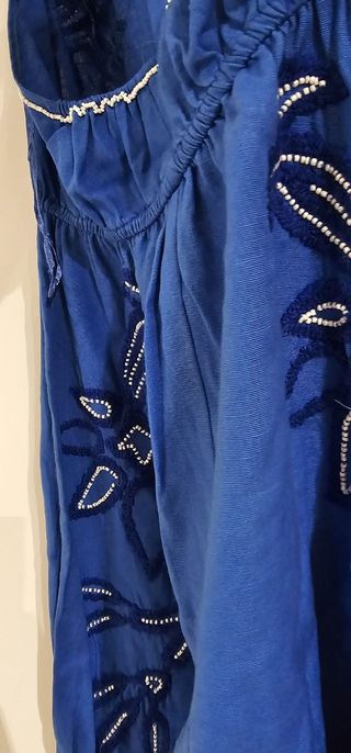 Conjunto vestido azul y mono verde