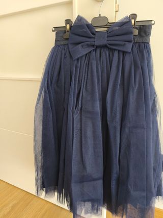 Falda tul azul con lazo