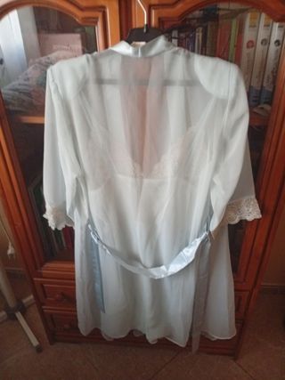 Conjunto camisón y bata azul