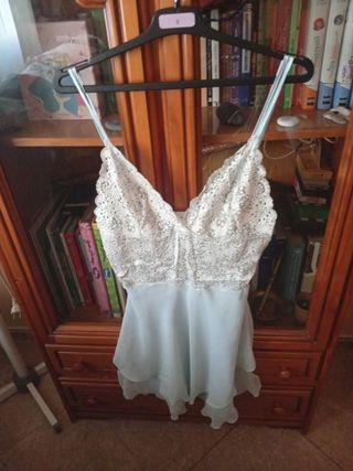 Conjunto camisón y bata azul