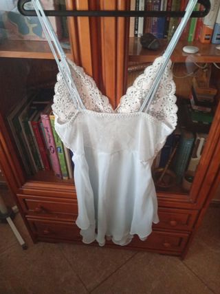 Conjunto camisón y bata azul