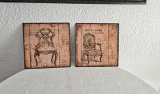 Pareja Cuadros Decorativos Vintage Sillas