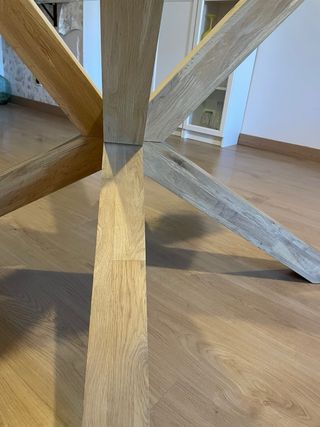 Mesa Comedor Cristal y Madera Rústica