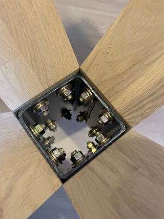Mesa Comedor Cristal y Madera Rústica