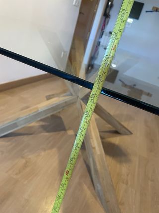 Mesa Comedor Cristal y Madera Rústica