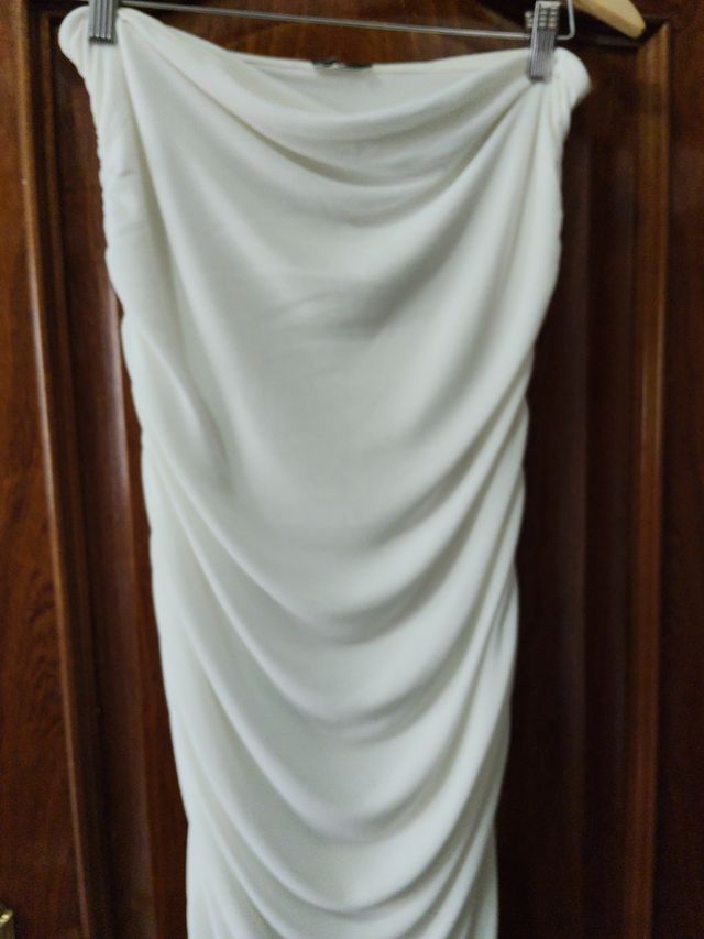 Vestido Bershka blanco drapeado