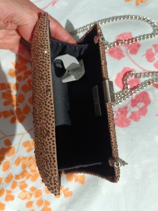 Bolso Clutch Purificación García Marrón Dorado