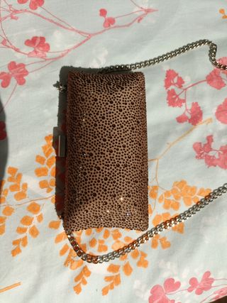 Bolso Clutch Purificación García Marrón Dorado