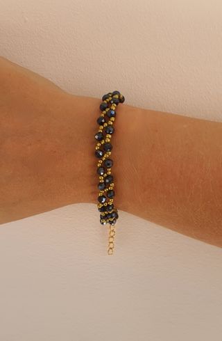 Pulsera azul marino y dorado con acero inoxidable