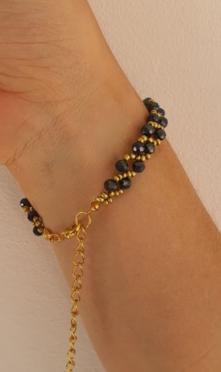 Pulsera azul marino y dorado con acero inoxidable