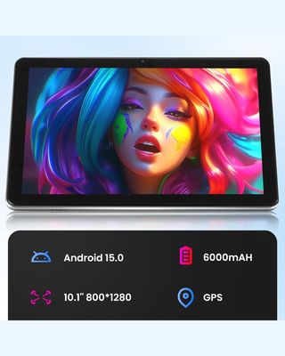 ★ Tablet 10.1 Android 15, 18GB RAM 128GB ROM, Gris