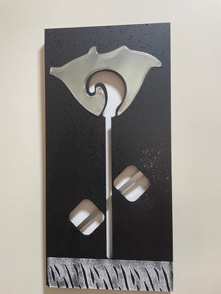 Cuadros Decorativos Florales Metal Negro/Plata