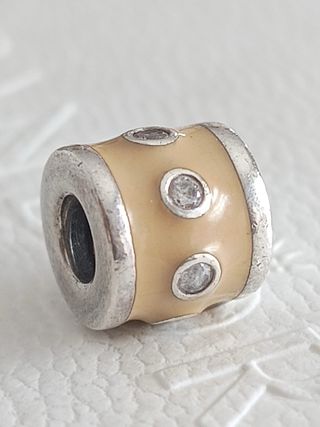 Charm Pandora ORIGINAL Beige  Plata con Circonitas