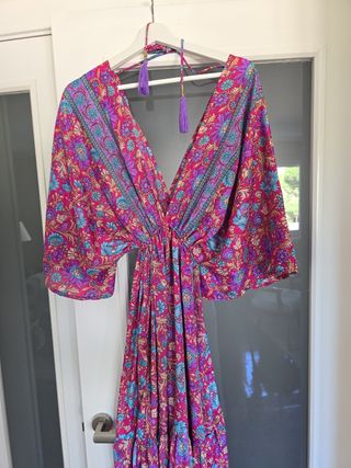 Vestido largo seda estilo boho