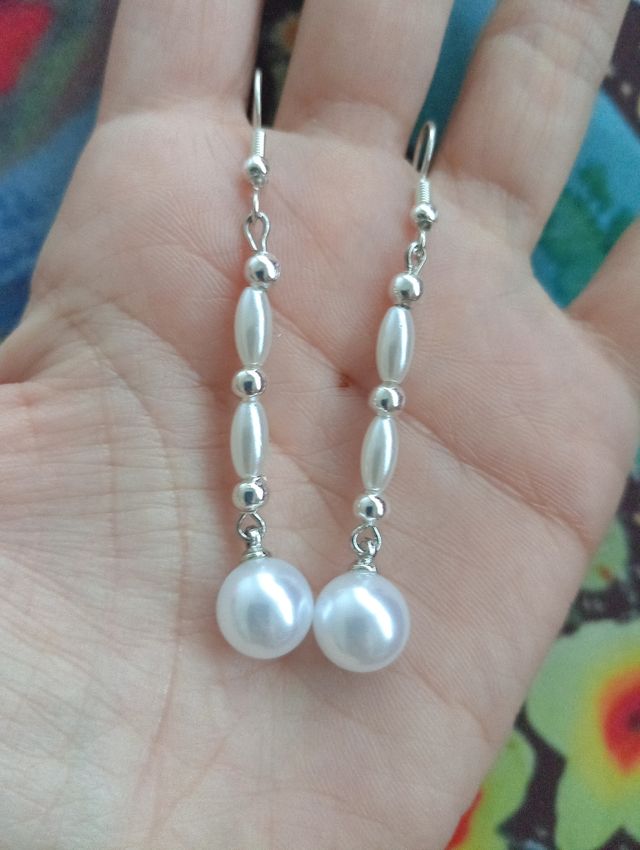 Pendientes largos perlas y plata