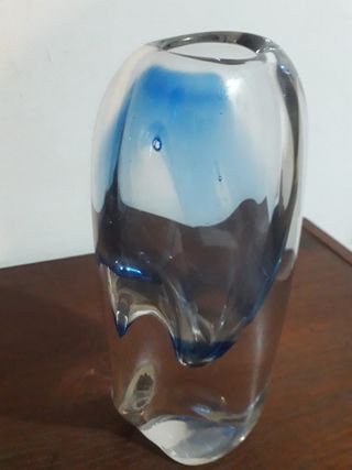 Vaso artistico vetro Murano blu trasparente