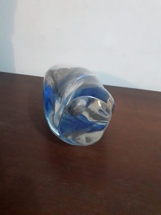 Vaso artistico vetro Murano blu trasparente