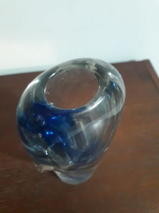 Vaso artistico vetro Murano blu trasparente