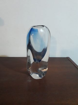Vaso artistico vetro Murano blu trasparente