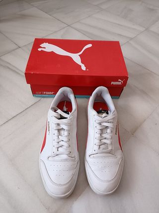 Zapatillas Puma Shuffle blancas y rojas 41