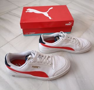 Zapatillas Puma Shuffle blancas y rojas 41