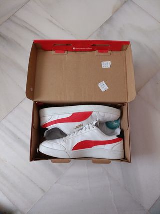 Zapatillas Puma Shuffle blancas y rojas 41