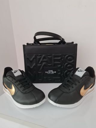 Zapatillas Mujer Negras y Doradas,sin bolso,