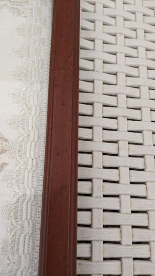 Vassoio vintage legno ricamato con manici