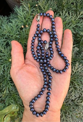 Conjunto collar y pulsera perlas negras