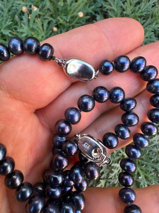 Conjunto collar y pulsera perlas negras