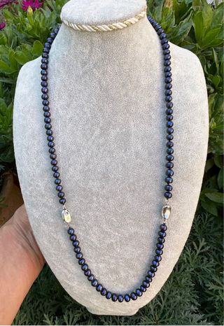 Conjunto collar y pulsera perlas negras
