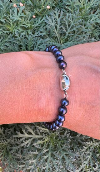 Conjunto collar y pulsera perlas negras