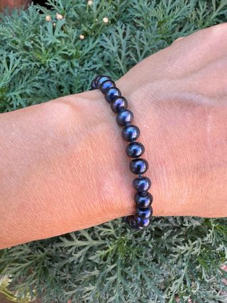 Conjunto collar y pulsera perlas negras