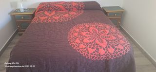 Colcha Matrimonio Marrón y Naranja. Es reversible.