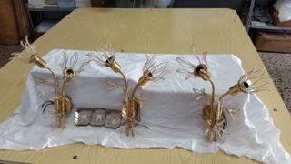 Applique da parete oro con fiori in cristallo