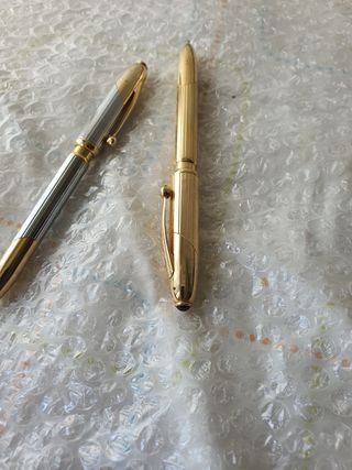 2 Bolígrafos Dorados y Plateados inox crom 