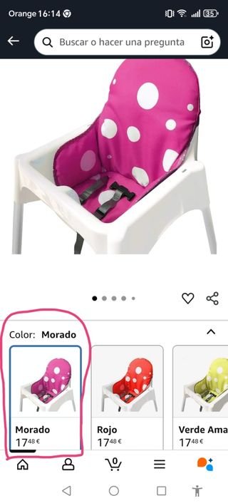 Trona de bebé con funda de lunares