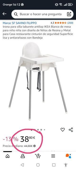 Trona de bebé con funda de lunares