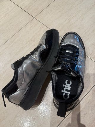 Zapatillas Panchic Mujer Plata/Negro
