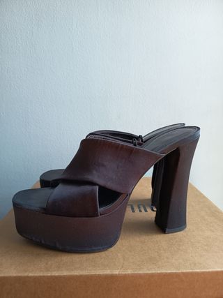 Sandalias Zara Tacón Plataforma Negro