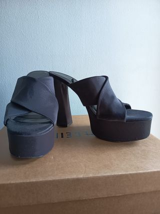 Sandalias Zara Tacón Plataforma Negro