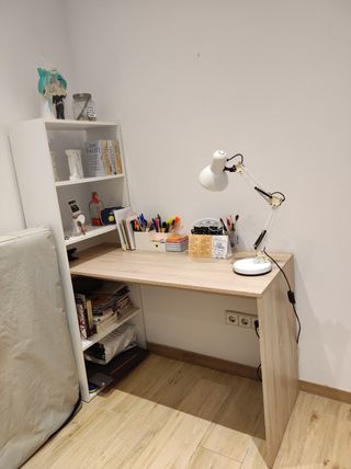 Escritorio con estantería