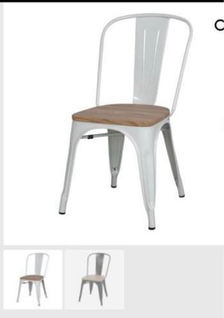 Mesa Mármol y Forja + 4 Sillas Metálicas Blancas