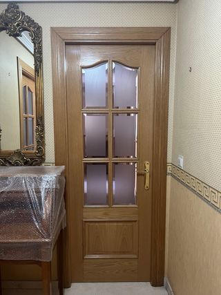 Conjunto puertas roble con cristal