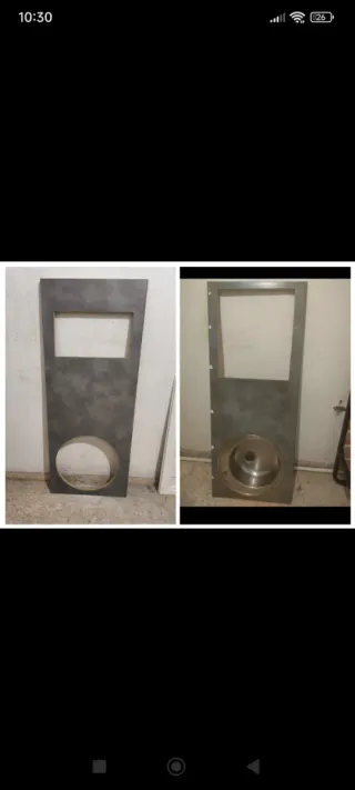 2 encimeras gris cemento con fregadero redondo