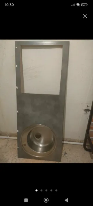 2 encimeras gris cemento con fregadero redondo