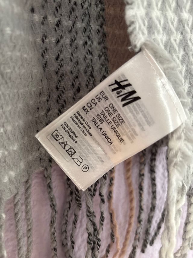 Pasmina cuadros gris y rosa