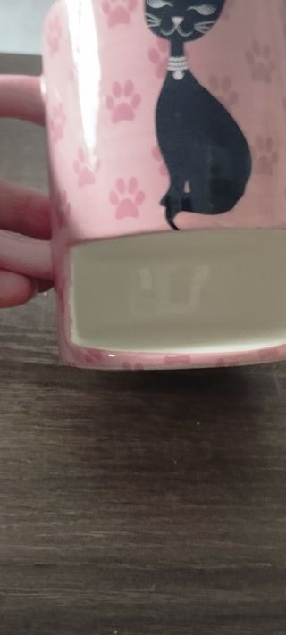 Taza gatito rosa con hueco para galletas