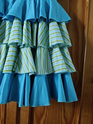 Falda flamenca volantes azul y verde