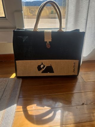 Bolso de rafia con perro